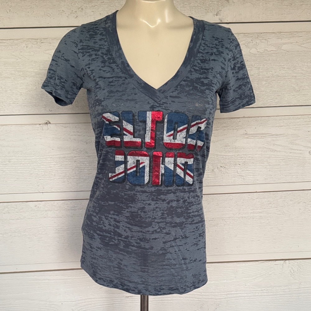 Elton John Blue Graphic V-Neck Women's T-Shirt